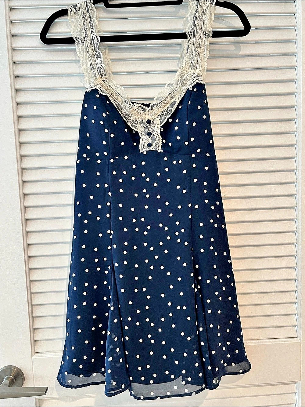 Abercrombie & Fitch Polka Dot Lace Mini Dress in Blue & White Like New